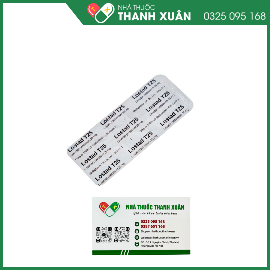 Lostad T25 điều trị tăng huyết áp, suy tim, nhồi máu cơ tim